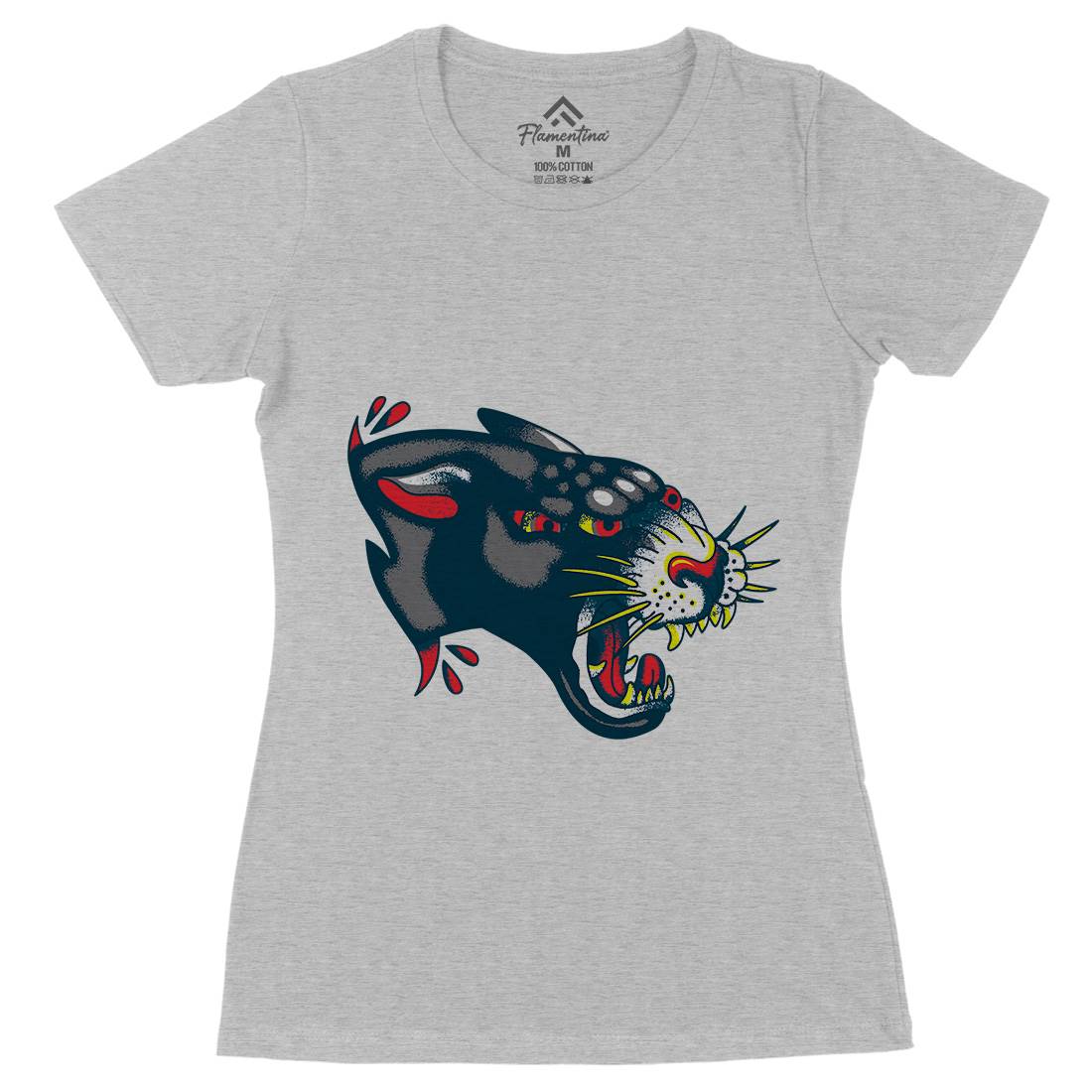 Panther Womens Organic Crew Neck T-Shirt Tattoo A964