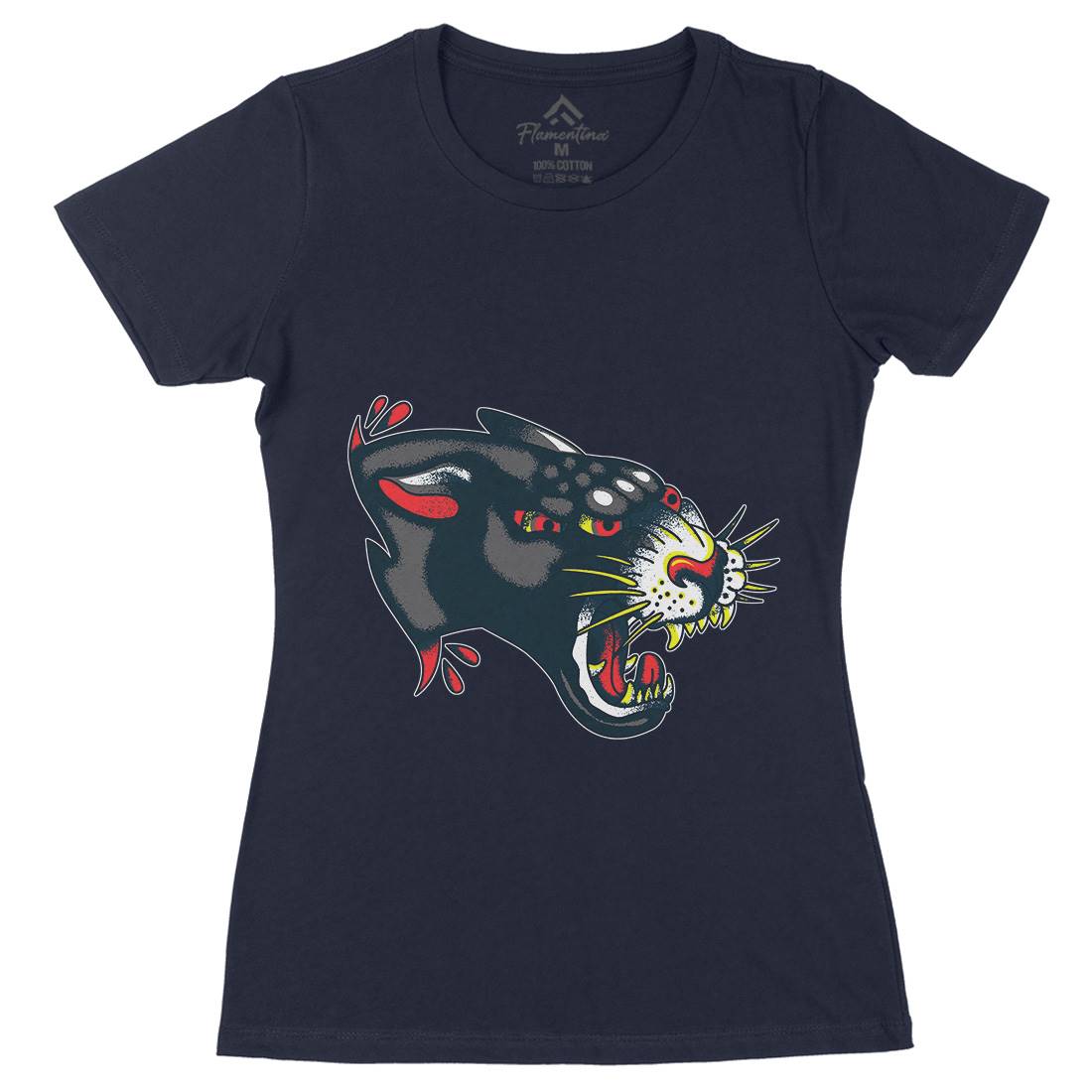 Panther Womens Organic Crew Neck T-Shirt Tattoo A964