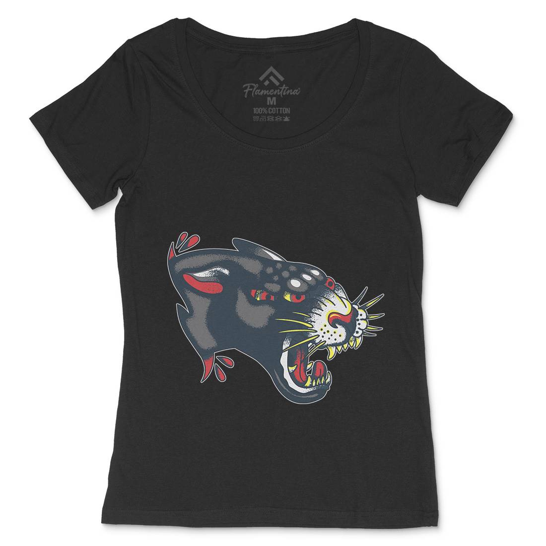 Panther Womens Scoop Neck T-Shirt Tattoo A964
