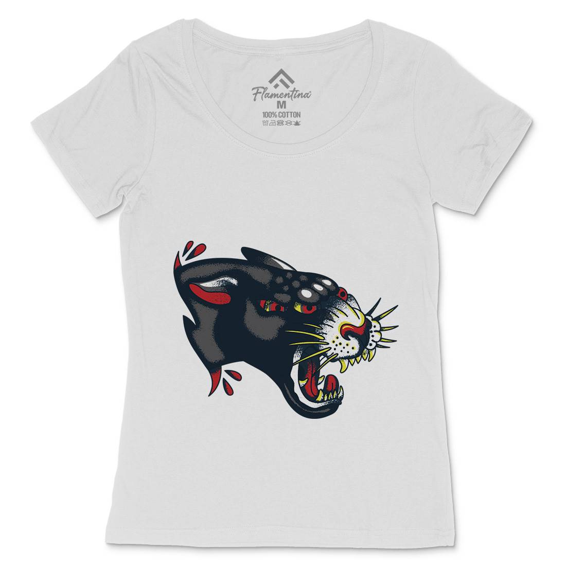 Panther Womens Scoop Neck T-Shirt Tattoo A964