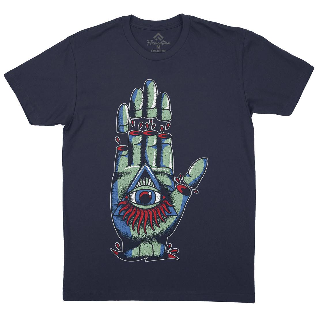 Hand Mens Organic Crew Neck T-Shirt Tattoo A965