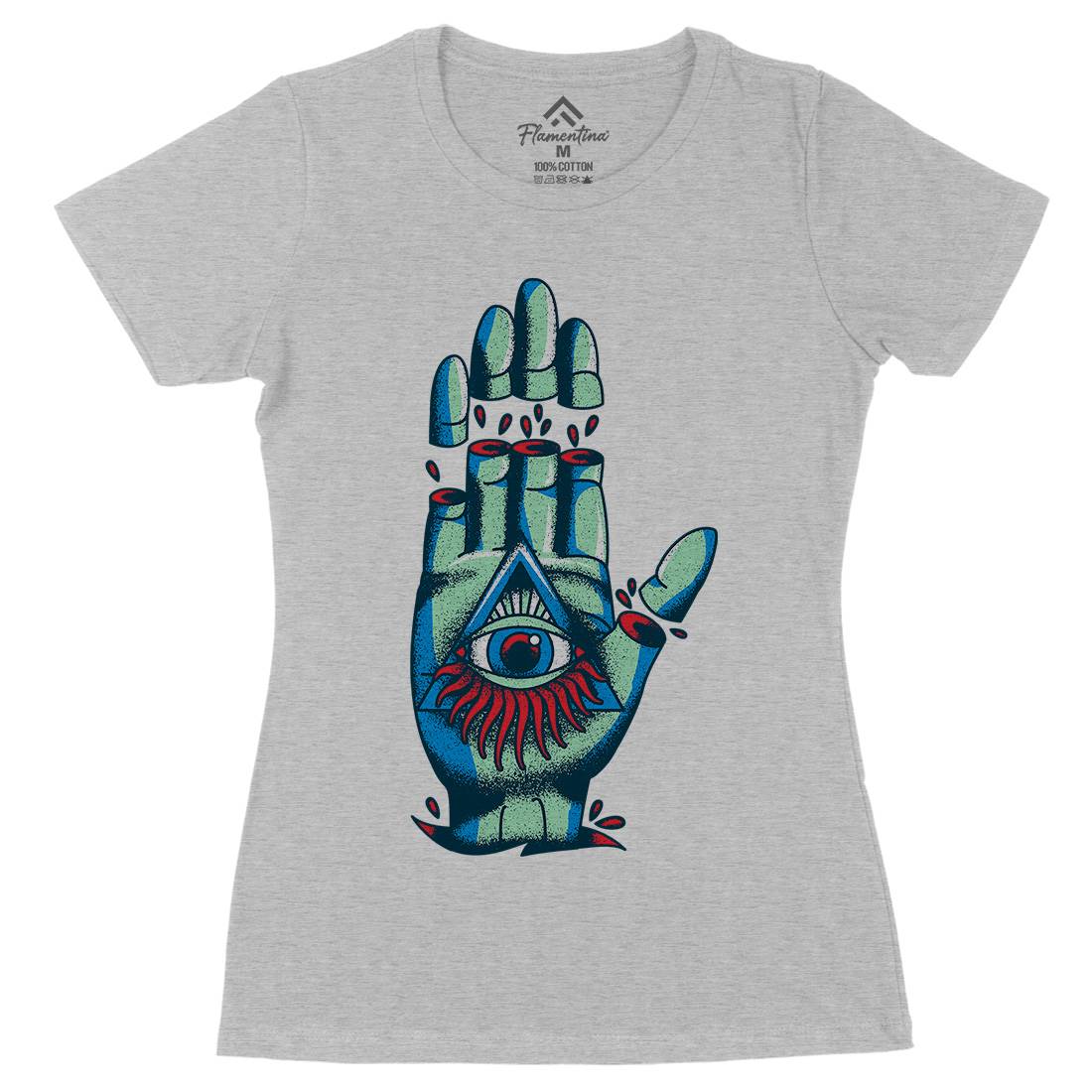 Hand Womens Organic Crew Neck T-Shirt Tattoo A965