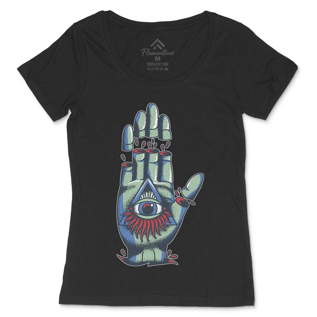 Hand Womens Scoop Neck T-Shirt Tattoo A965