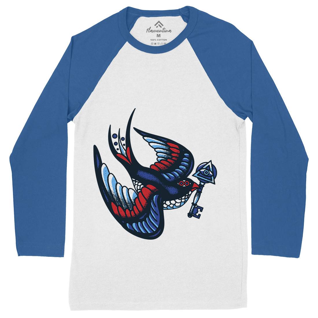 Bird Mens Long Sleeve Baseball T-Shirt Tattoo A967