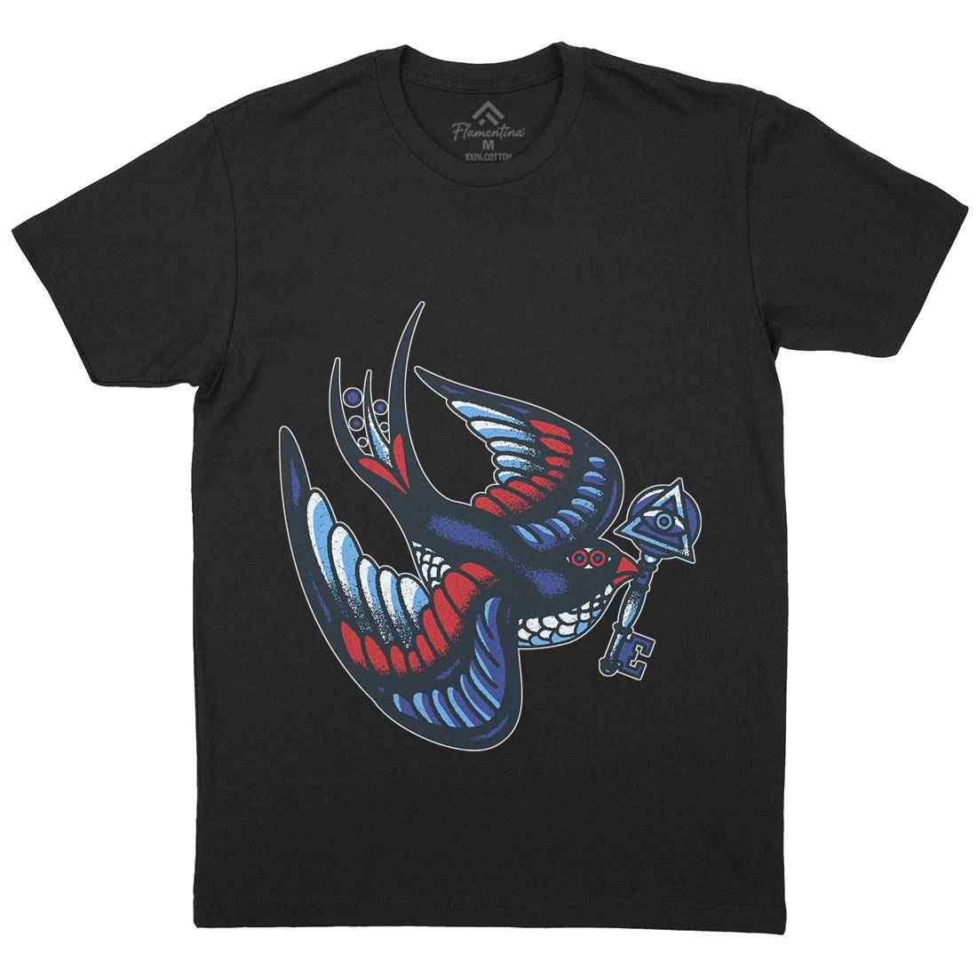 Bird Mens Crew Neck T-Shirt Tattoo A967
