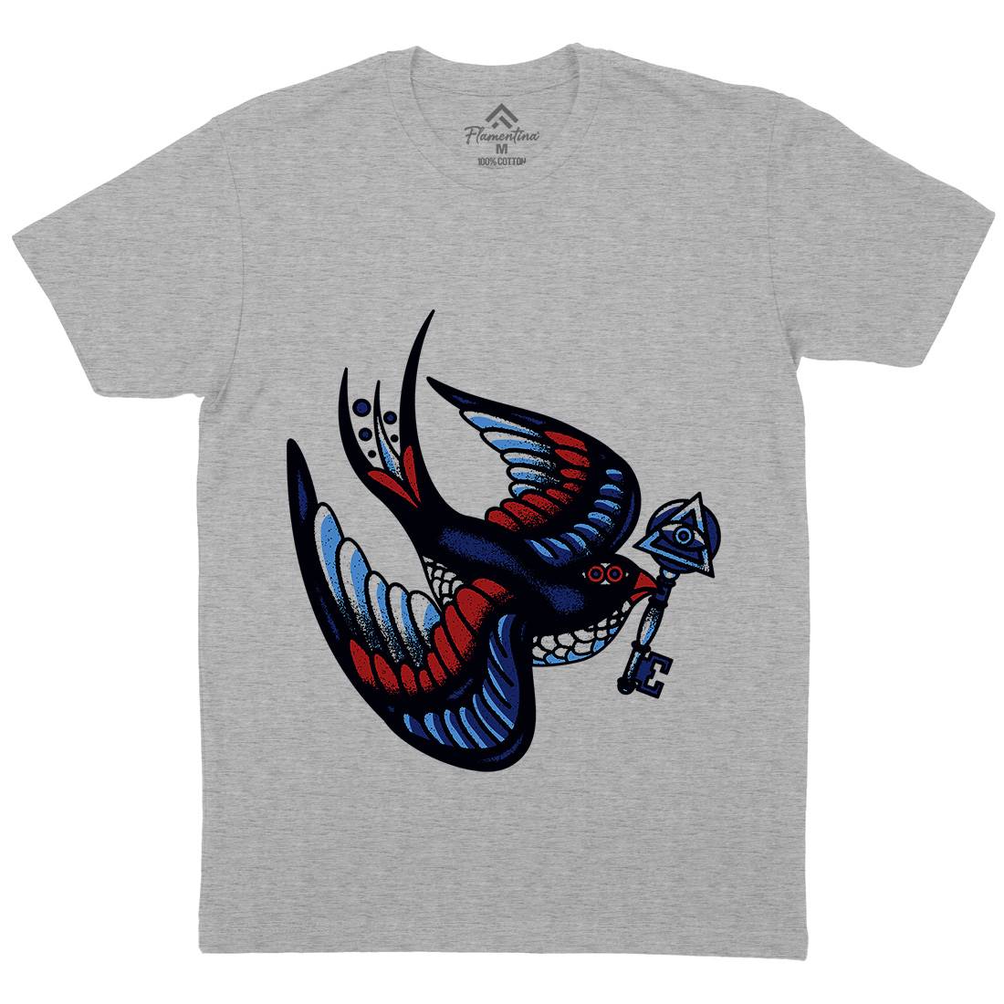 Bird Mens Organic Crew Neck T-Shirt Tattoo A967