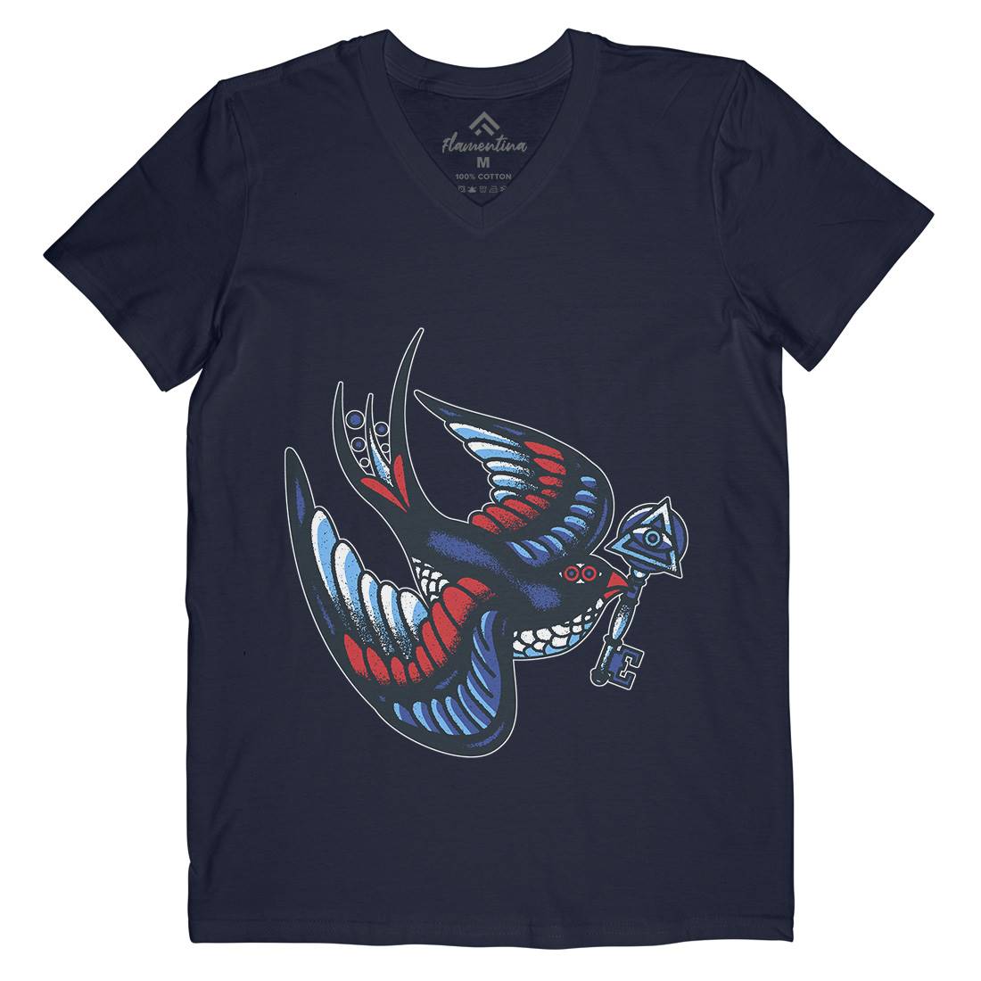 Bird Mens V-Neck T-Shirt Tattoo A967