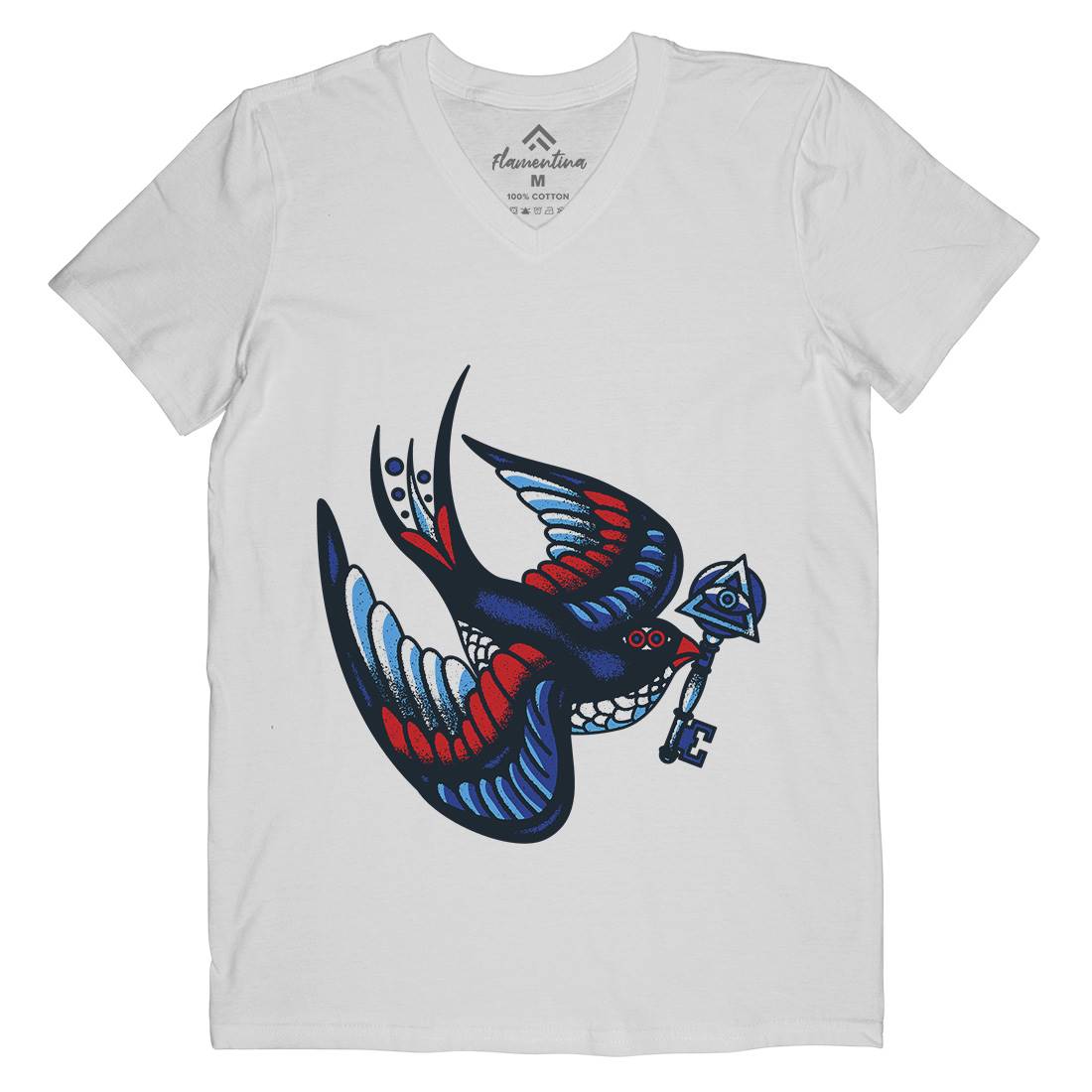 Bird Mens V-Neck T-Shirt Tattoo A967