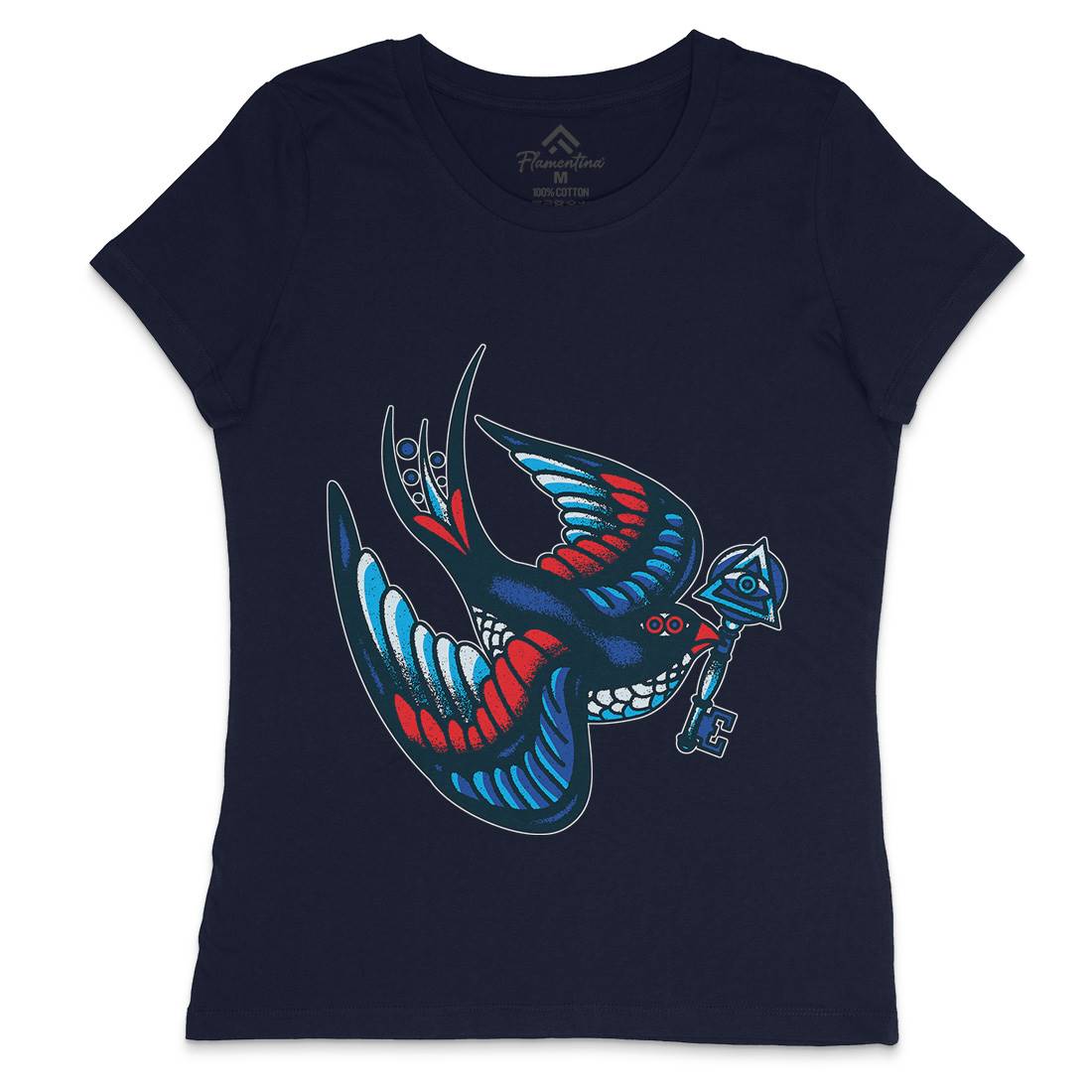 Bird Womens Crew Neck T-Shirt Tattoo A967