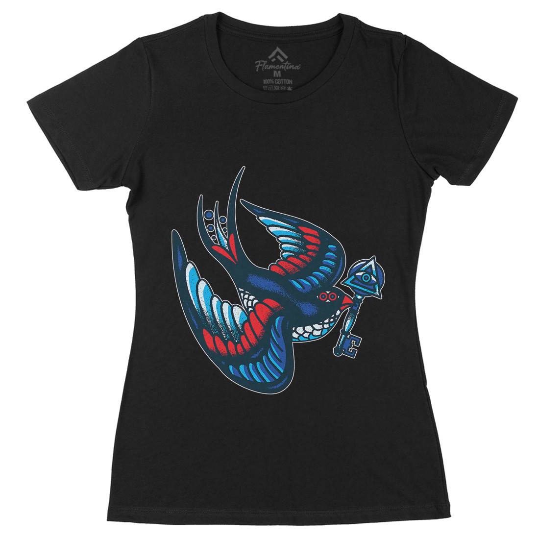 Bird Womens Organic Crew Neck T-Shirt Tattoo A967