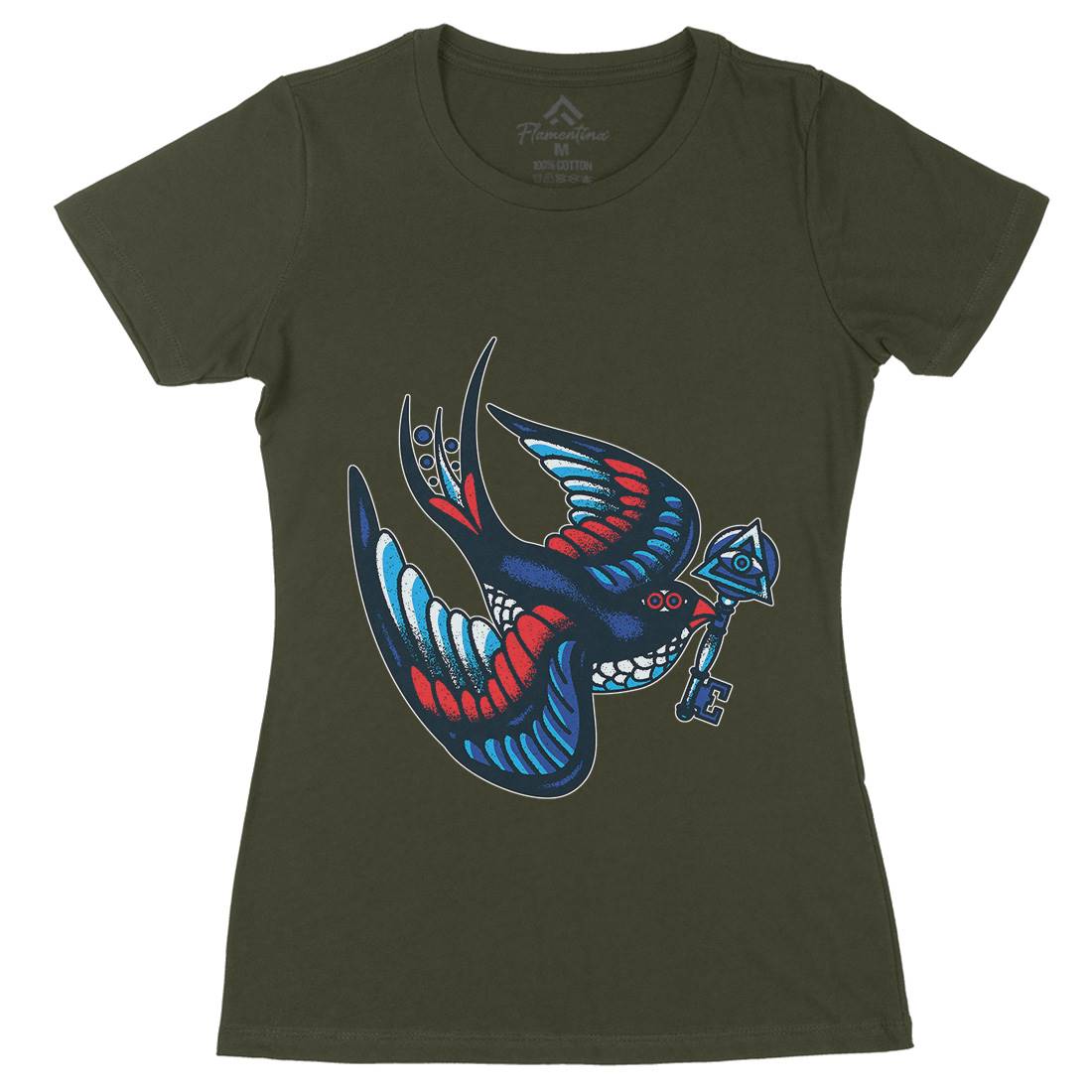 Bird Womens Organic Crew Neck T-Shirt Tattoo A967