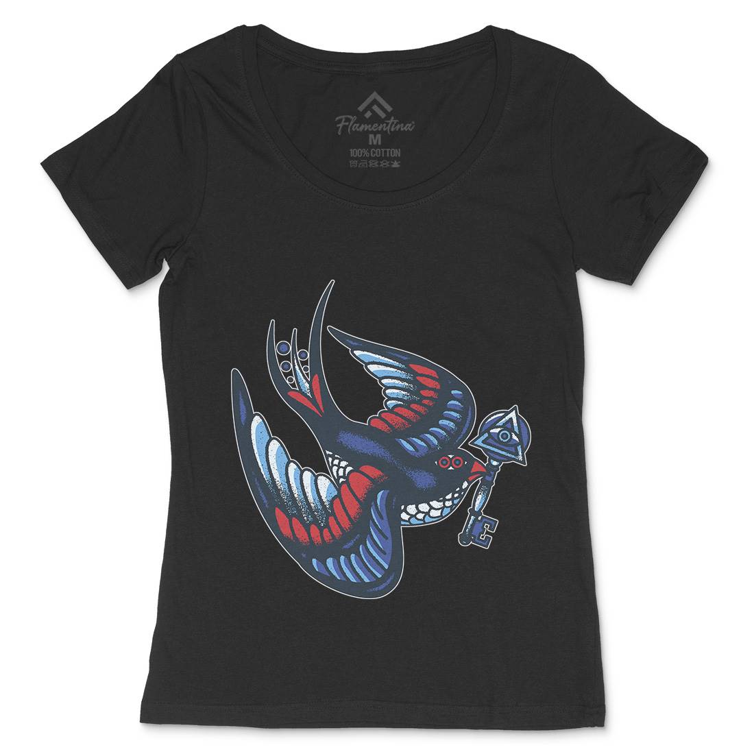 Bird Womens Scoop Neck T-Shirt Tattoo A967