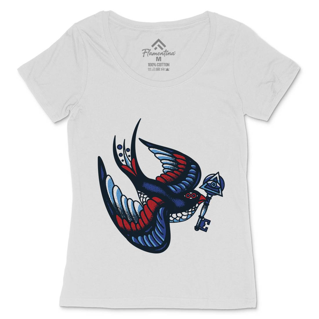 Bird Womens Scoop Neck T-Shirt Tattoo A967