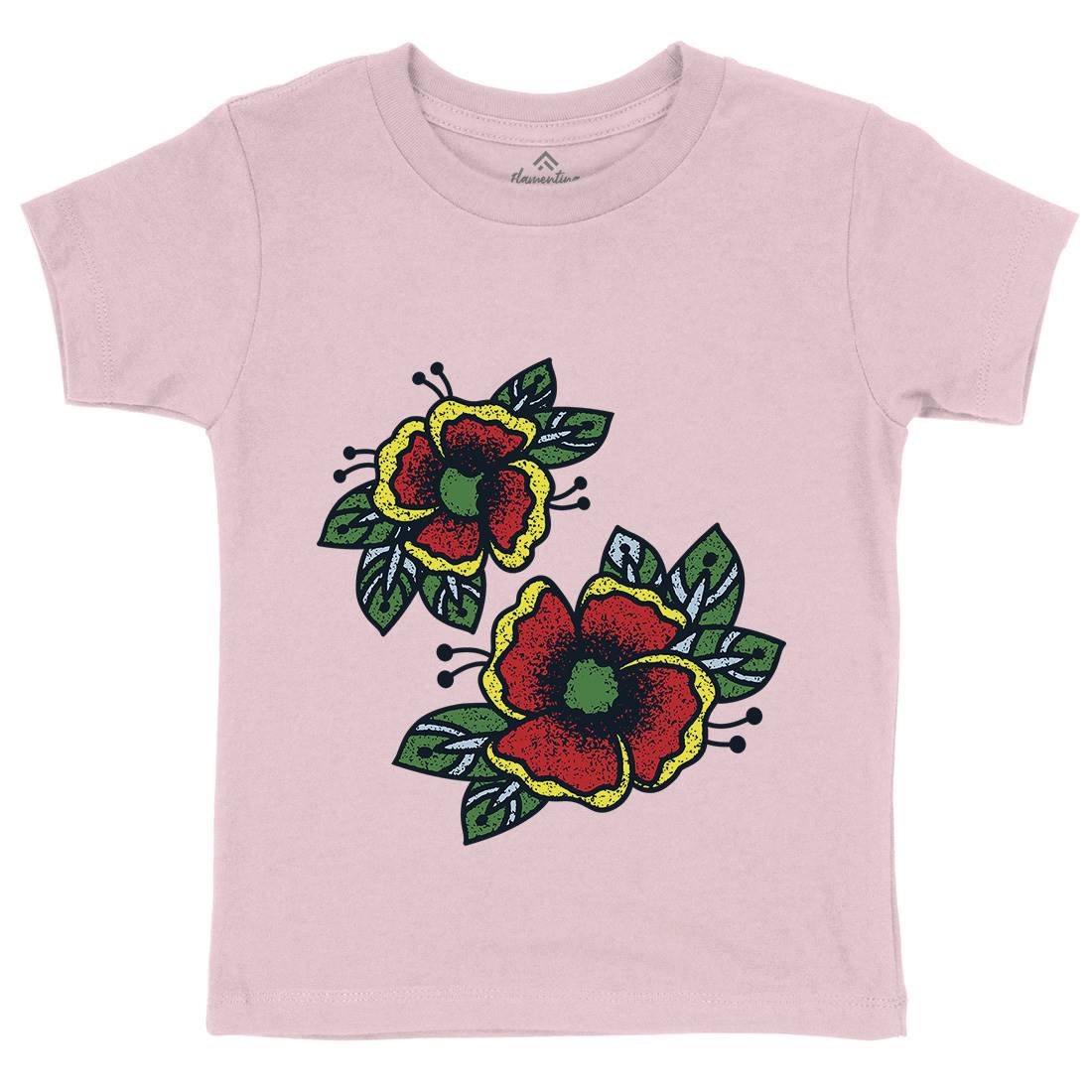 Flowers Kids Organic Crew Neck T-Shirt Tattoo A968
