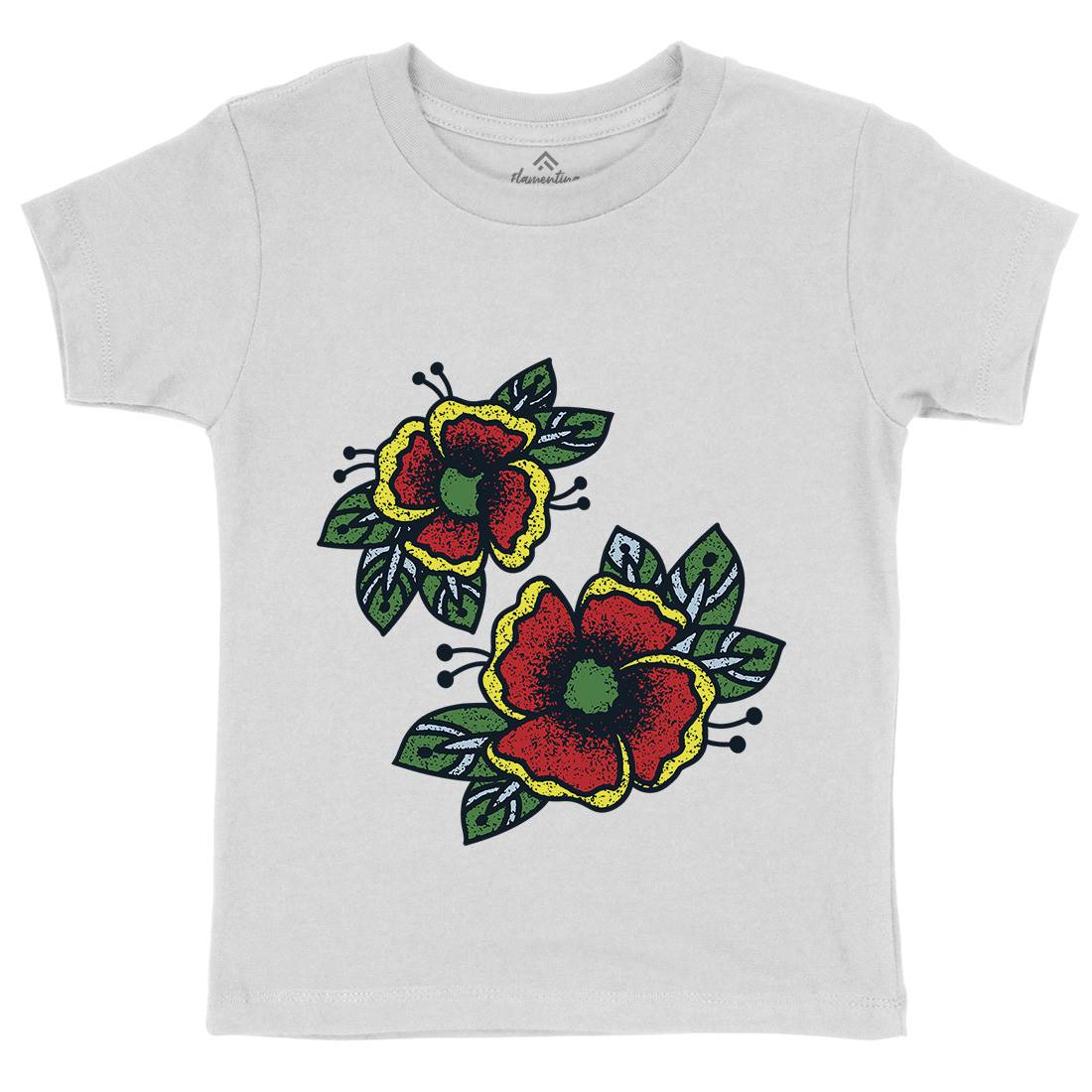 Flowers Kids Crew Neck T-Shirt Tattoo A968