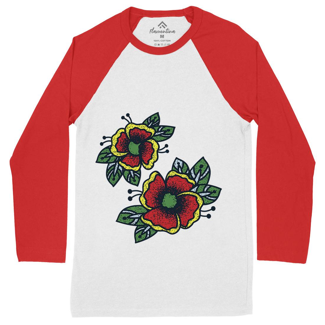 Flowers Mens Long Sleeve Baseball T-Shirt Tattoo A968