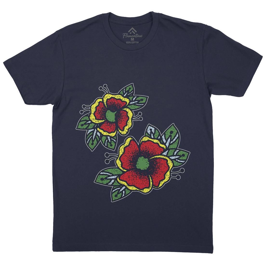 Flowers Mens Crew Neck T-Shirt Tattoo A968