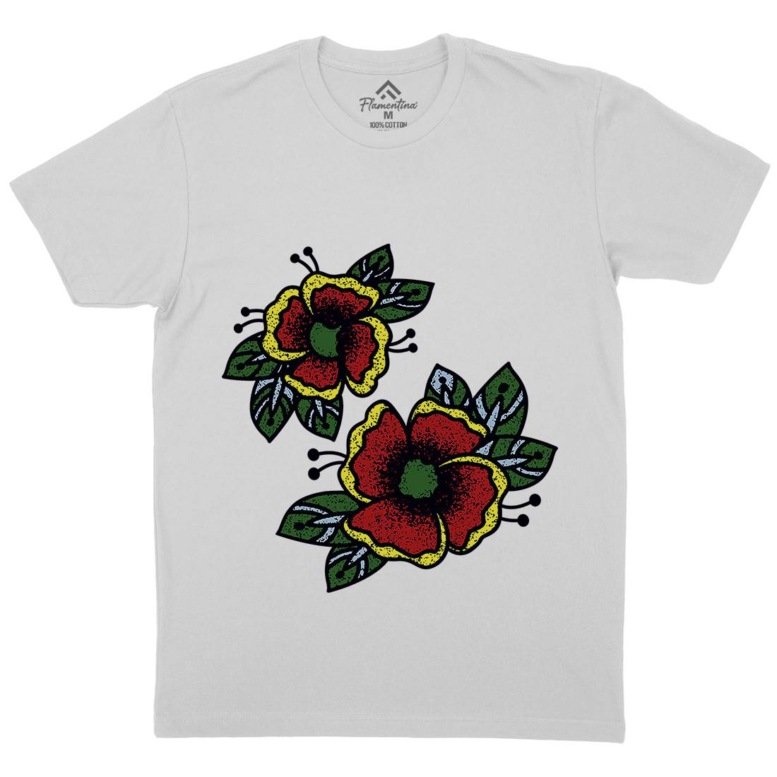 Flowers Mens Crew Neck T-Shirt Tattoo A968