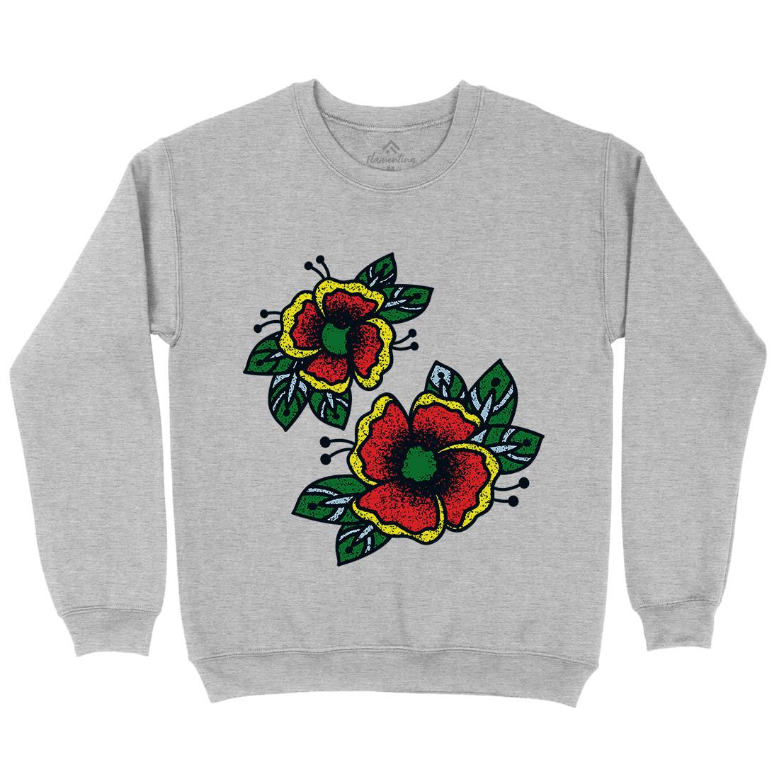 Flowers Mens Crew Neck Sweatshirt Tattoo A968