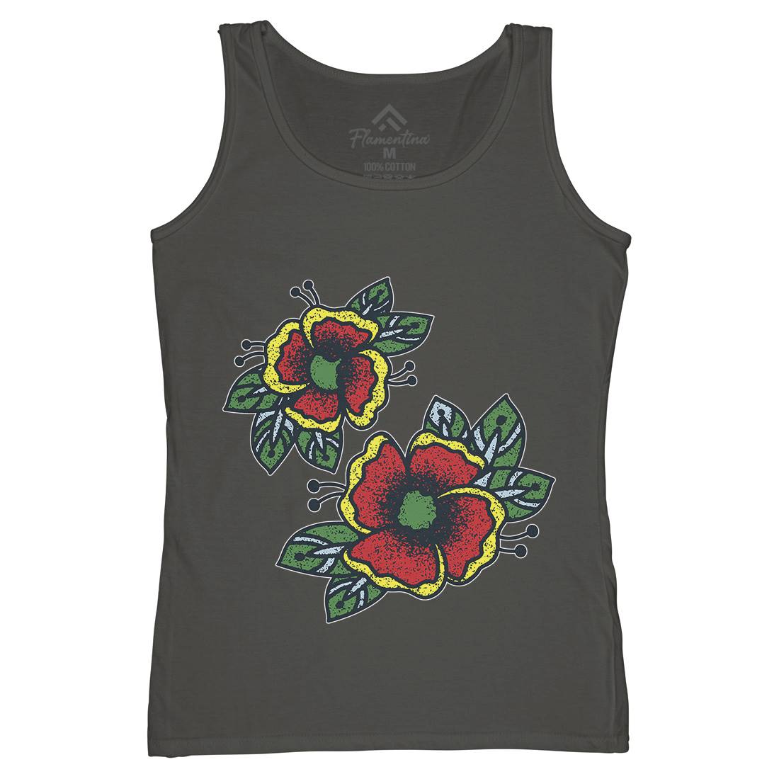 Flowers Womens Organic Tank Top Vest Tattoo A968