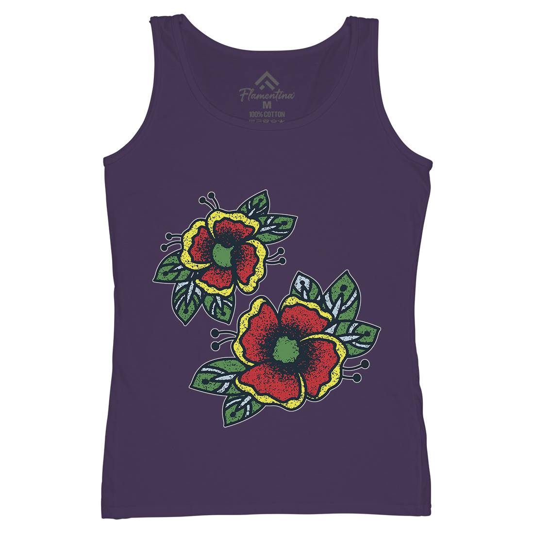 Flowers Womens Organic Tank Top Vest Tattoo A968