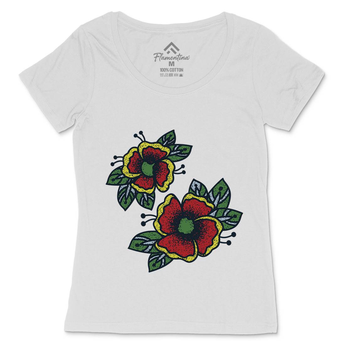 Flowers Womens Scoop Neck T-Shirt Tattoo A968