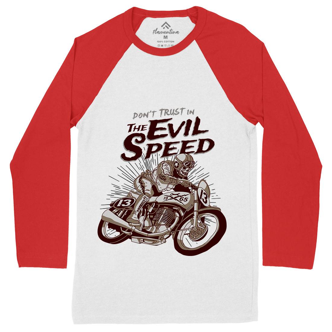 Evil Speed Mens Long Sleeve Baseball T-Shirt Motorcycles A969
