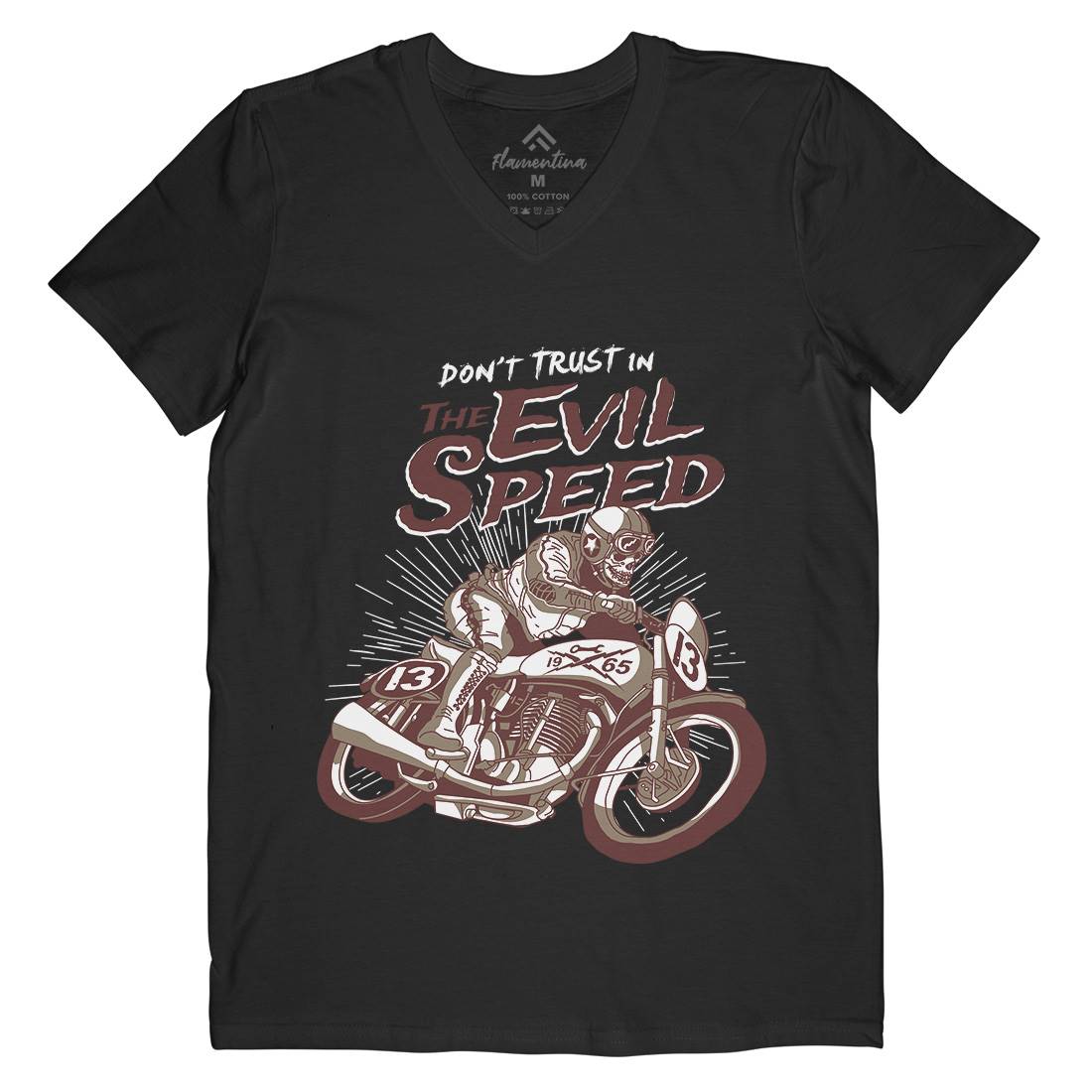 Evil Speed Mens Organic V-Neck T-Shirt Motorcycles A969