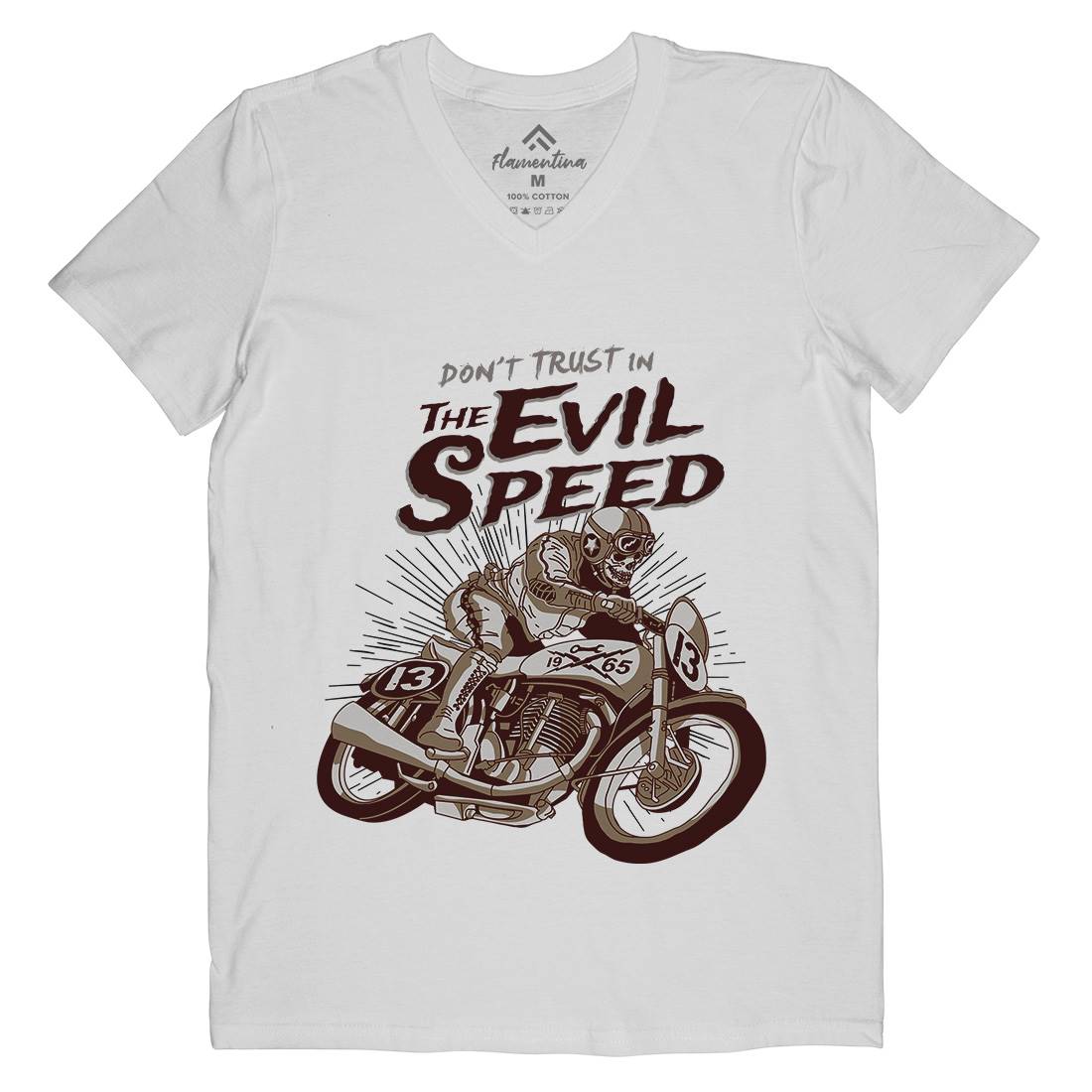 Evil Speed Mens Organic V-Neck T-Shirt Motorcycles A969