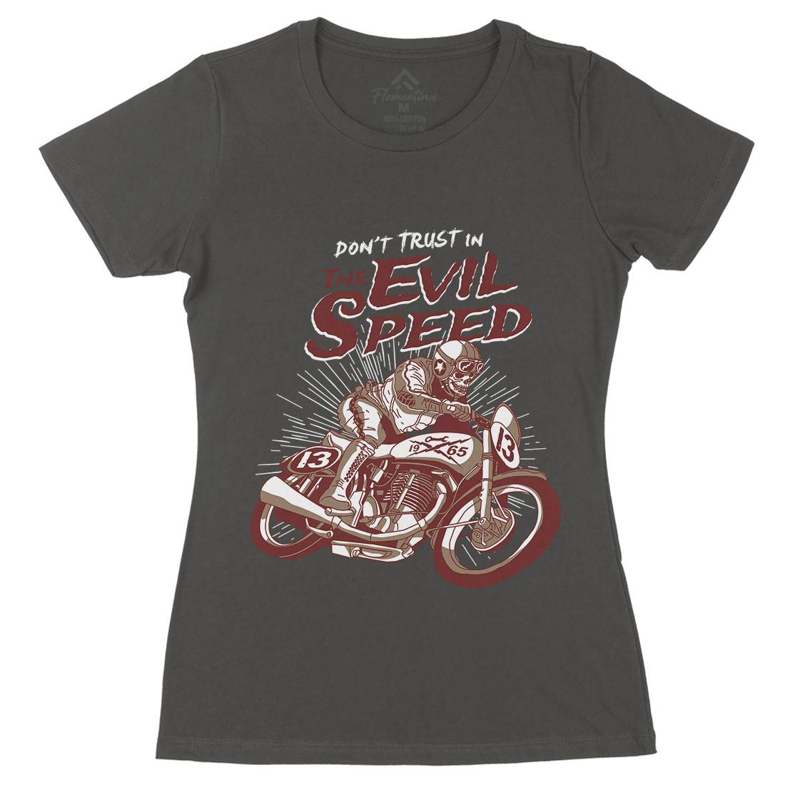 Evil Speed Womens Organic Crew Neck T-Shirt Motorcycles A969