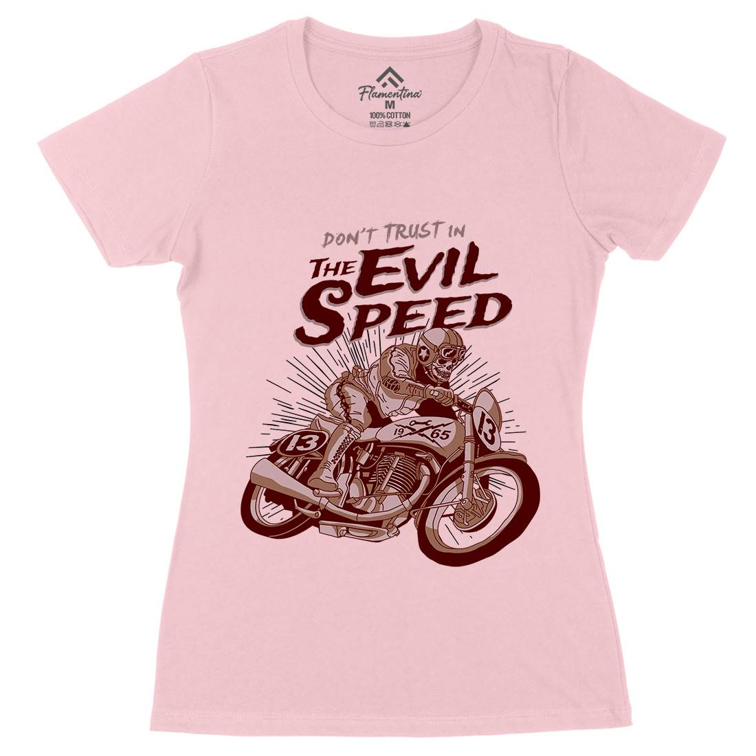Evil Speed Womens Organic Crew Neck T-Shirt Motorcycles A969