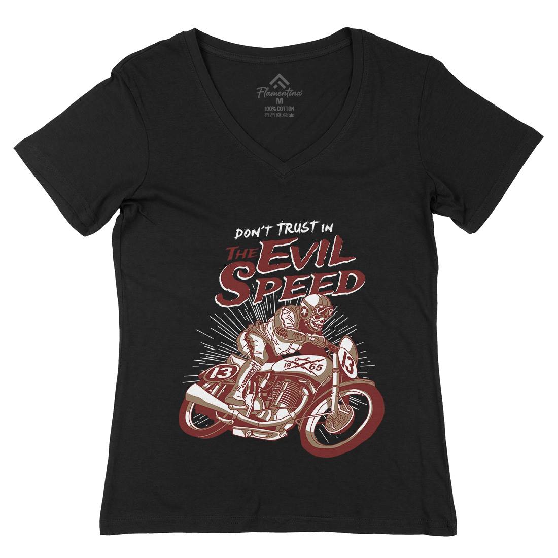 Evil Speed Womens Organic V-Neck T-Shirt Motorcycles A969