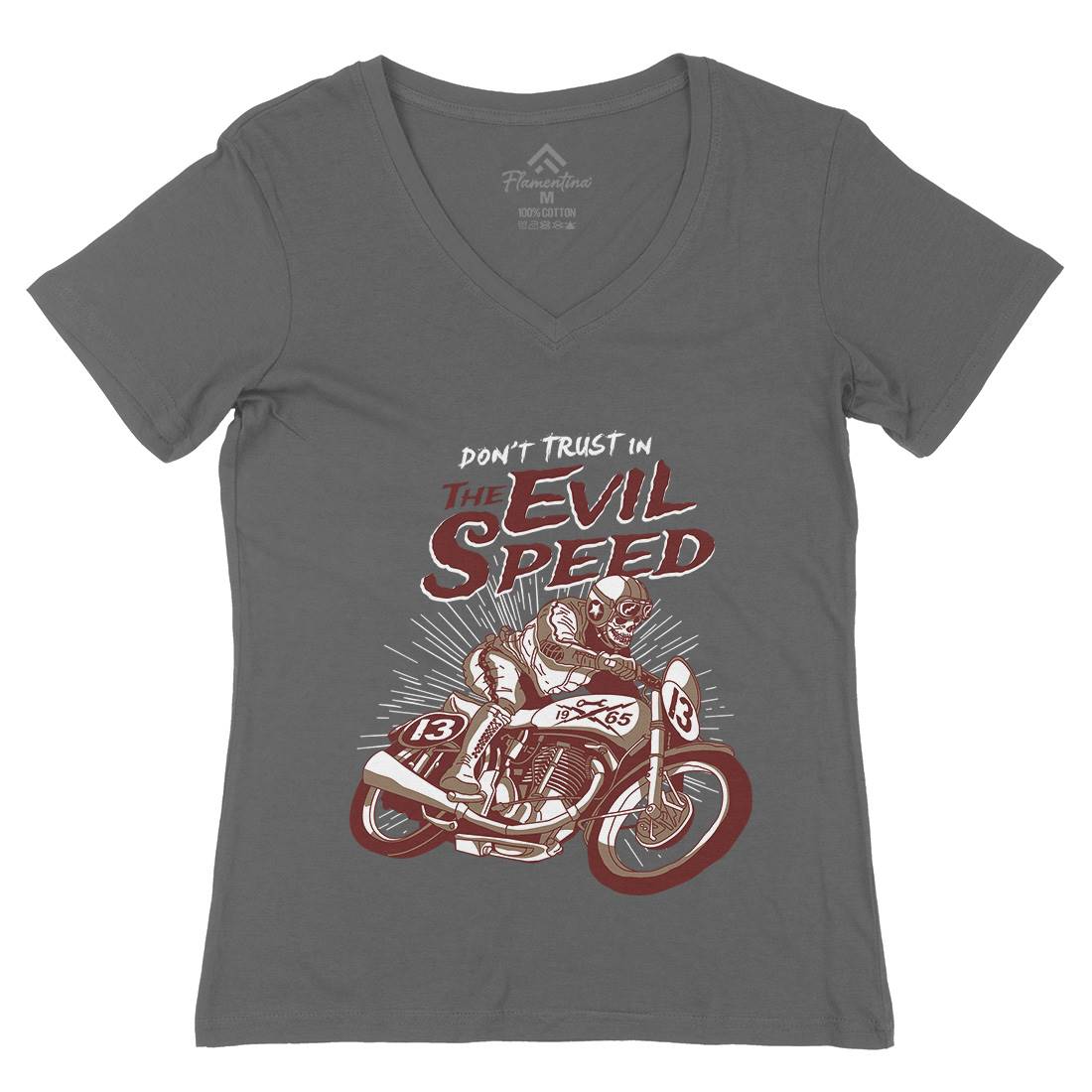 Evil Speed Womens Organic V-Neck T-Shirt Motorcycles A969