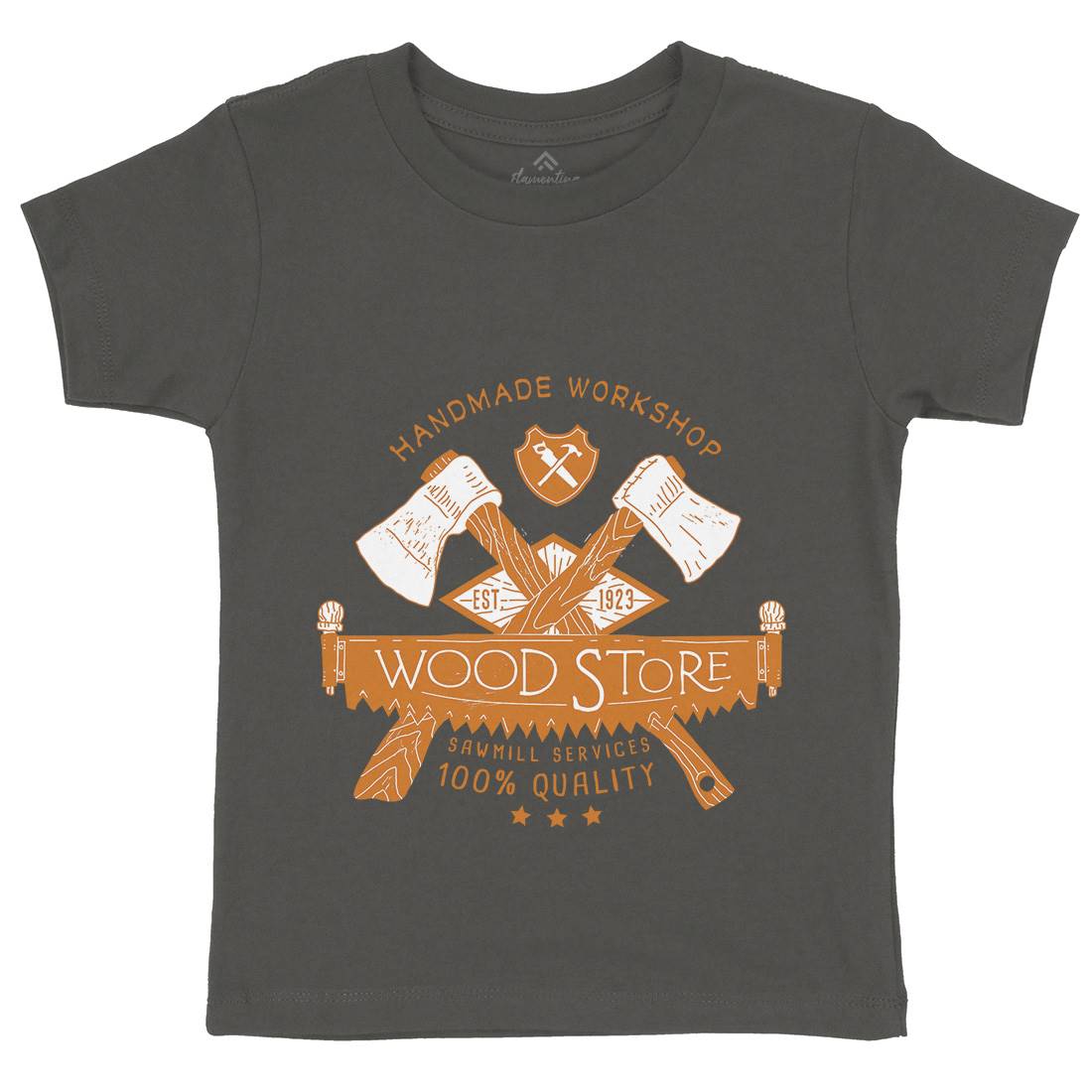 Wood Store Kids Organic Crew Neck T-Shirt Work A971