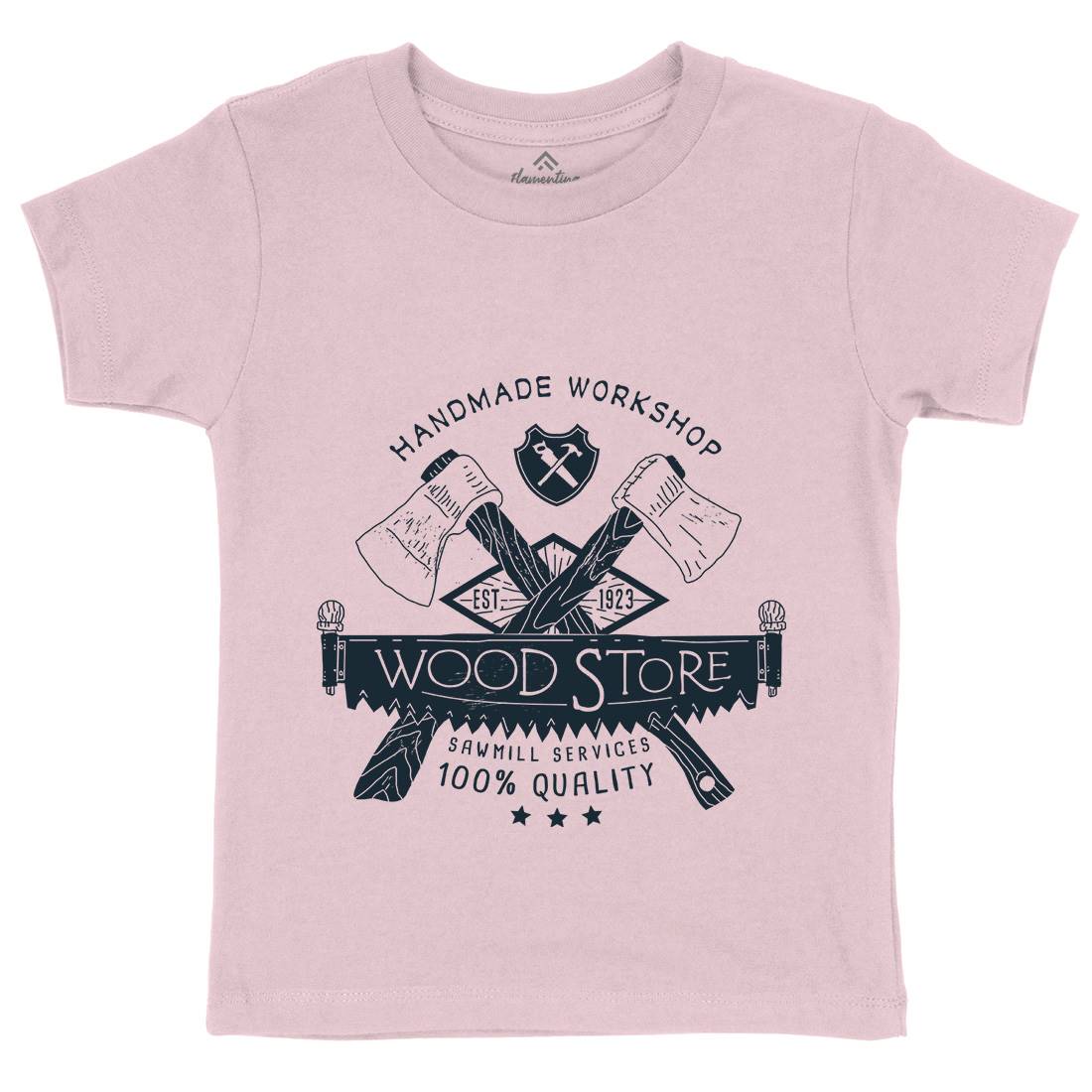 Wood Store Kids Crew Neck T-Shirt Work A971