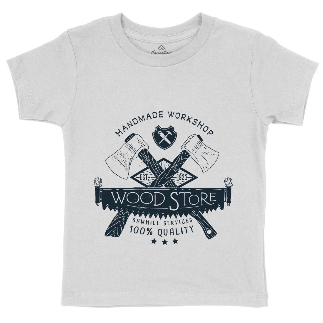 Wood Store Kids Organic Crew Neck T-Shirt Work A971
