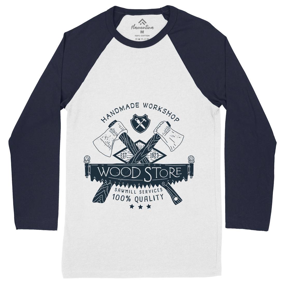 Wood Store Mens Long Sleeve Baseball T-Shirt Work A971