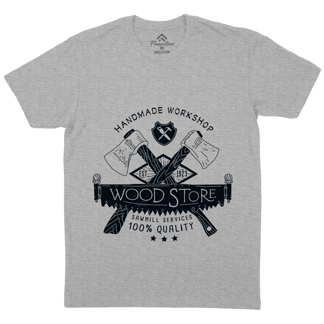 Wood Store Mens Crew Neck T-Shirt Work A971