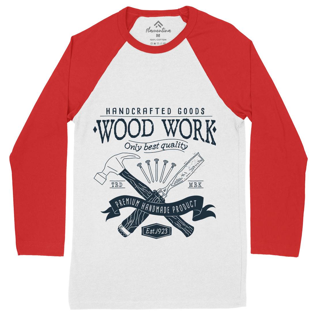Wood Mens Long Sleeve Baseball T-Shirt Work A972