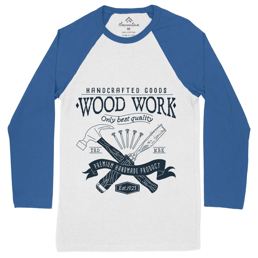Wood Mens Long Sleeve Baseball T-Shirt Work A972