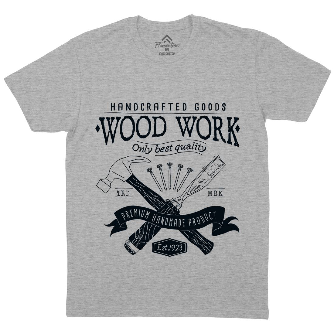 Wood Mens Crew Neck T-Shirt Work A972