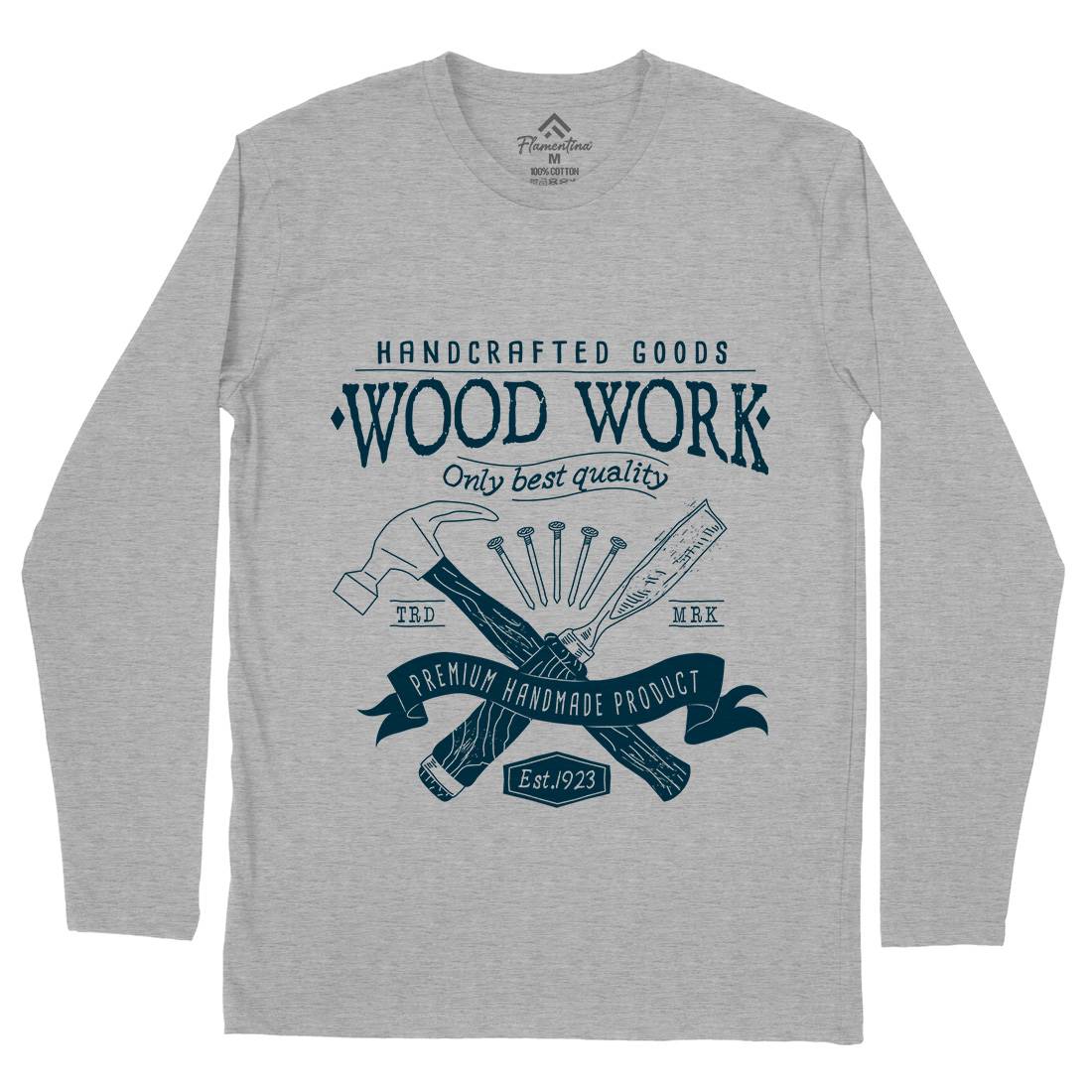 Wood Mens Long Sleeve T-Shirt Work A972