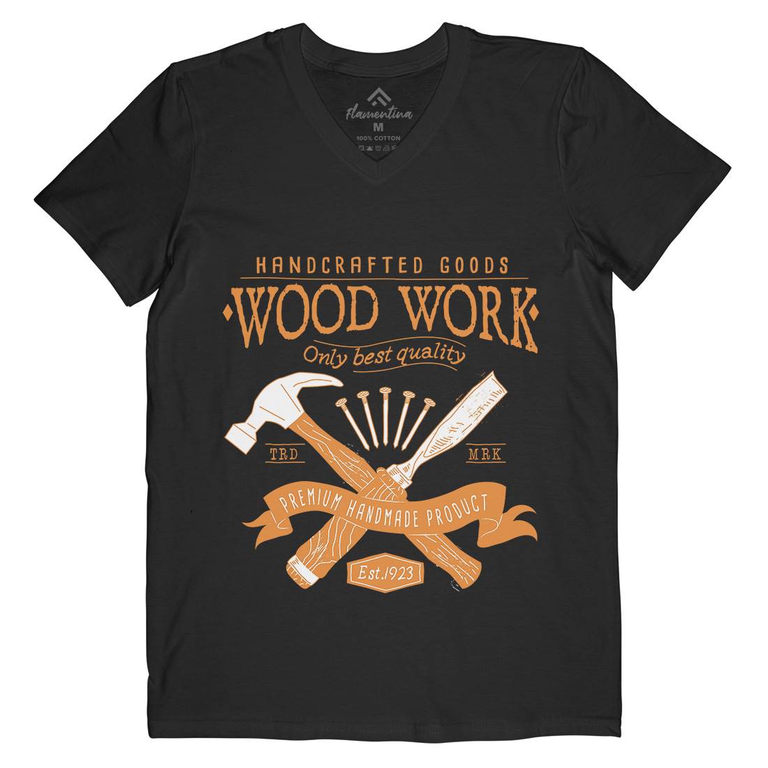 Wood Mens Organic V-Neck T-Shirt Work A972