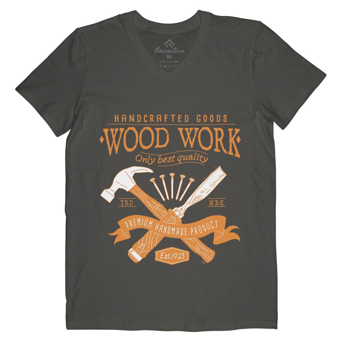 Wood Mens V-Neck T-Shirt Work A972