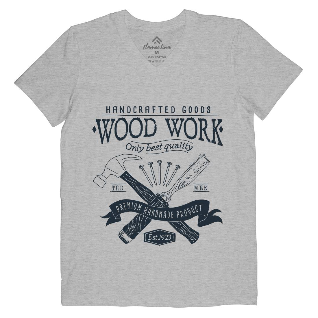 Wood Mens V-Neck T-Shirt Work A972