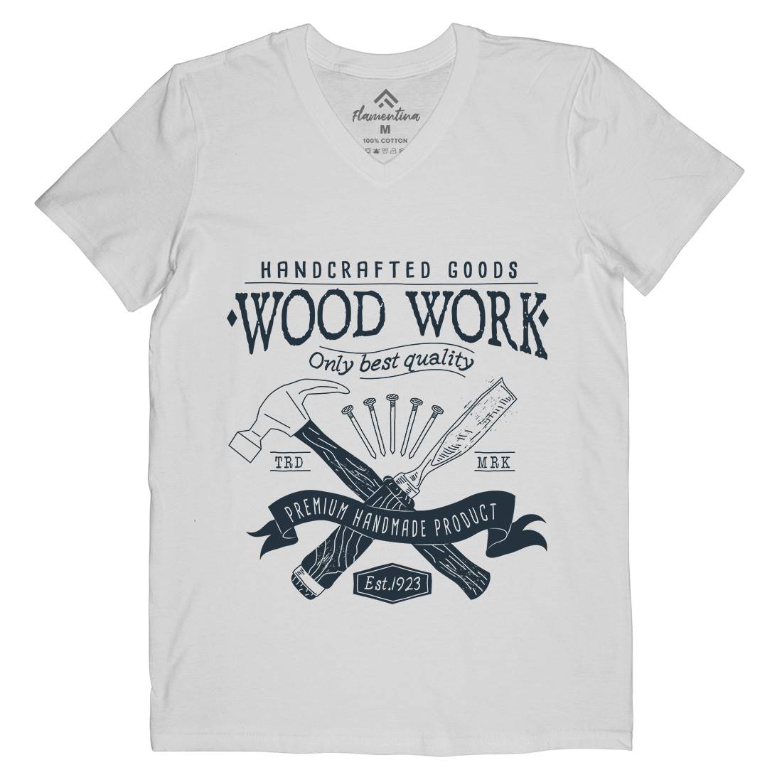Wood Mens Organic V-Neck T-Shirt Work A972