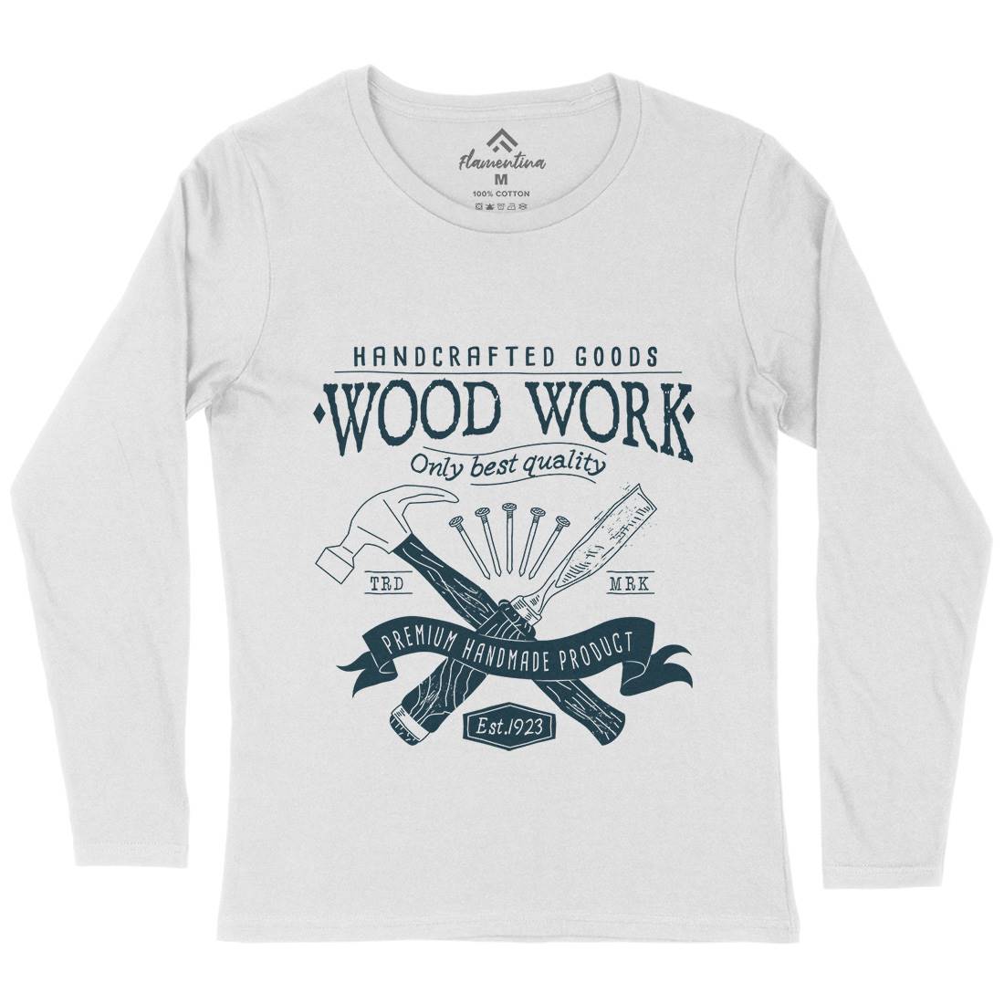 Wood Womens Long Sleeve T-Shirt Work A972