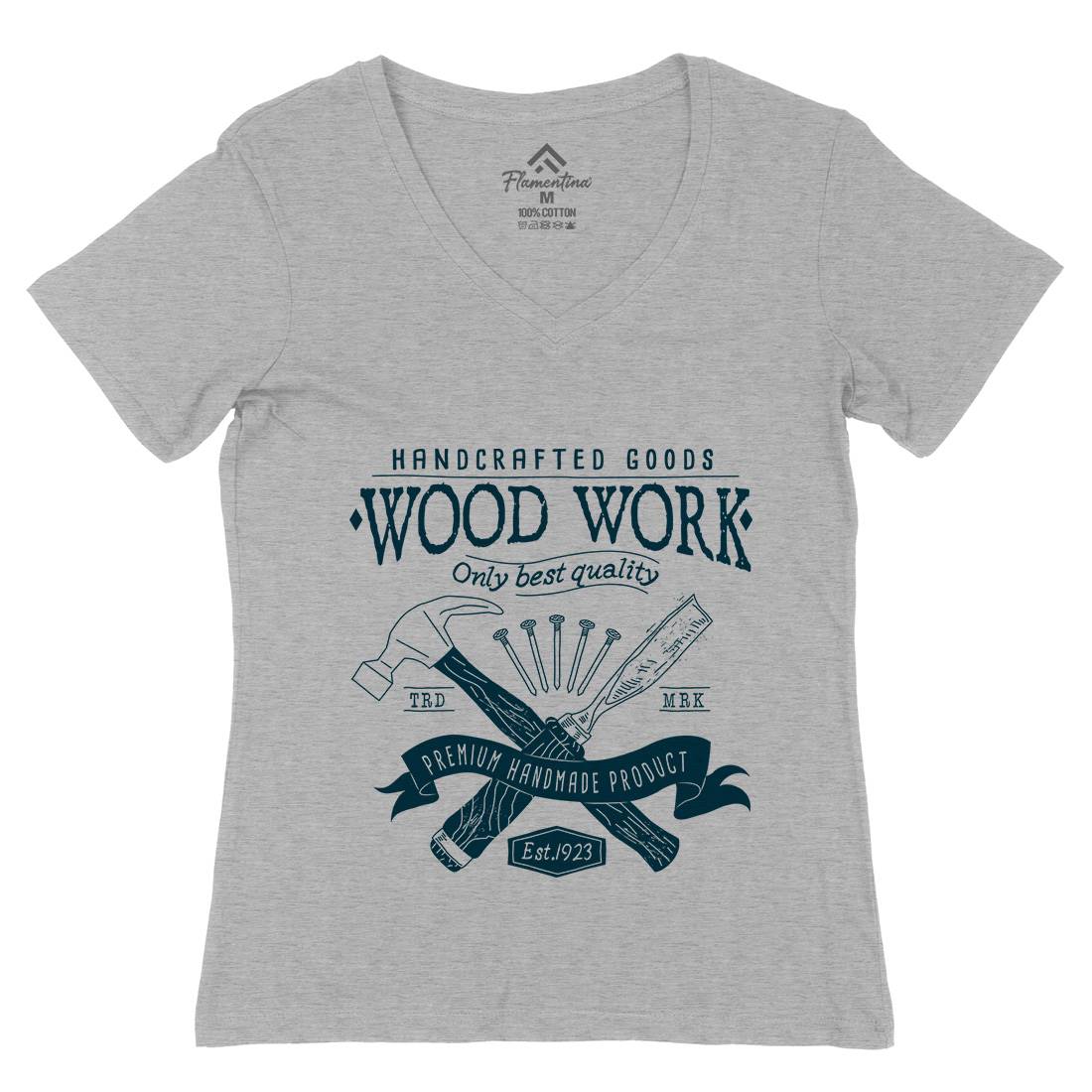 Wood Womens Organic V-Neck T-Shirt Work A972