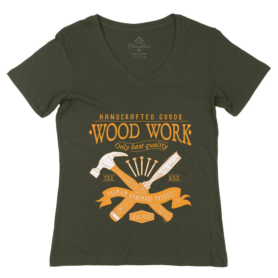 Wood Womens Organic V-Neck T-Shirt Work A972