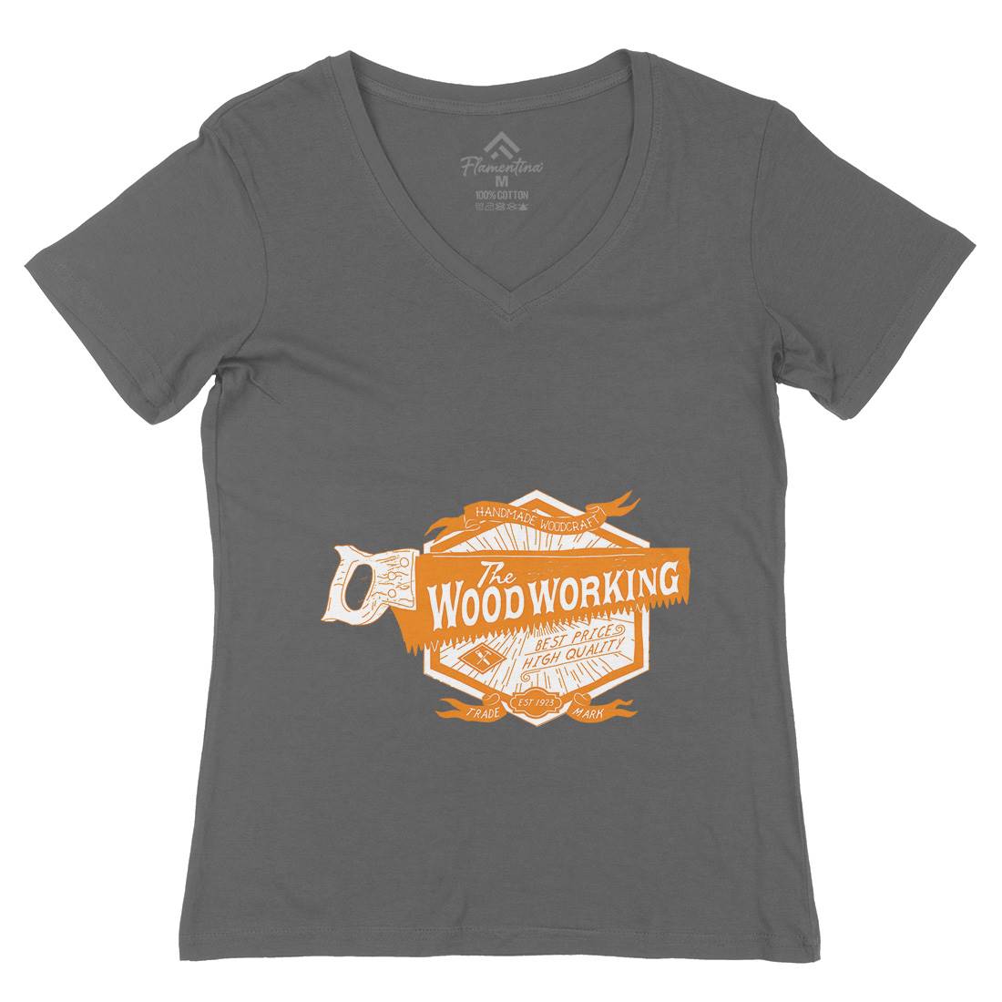Wood Working Womens Organic V-Neck T-Shirt Work A973